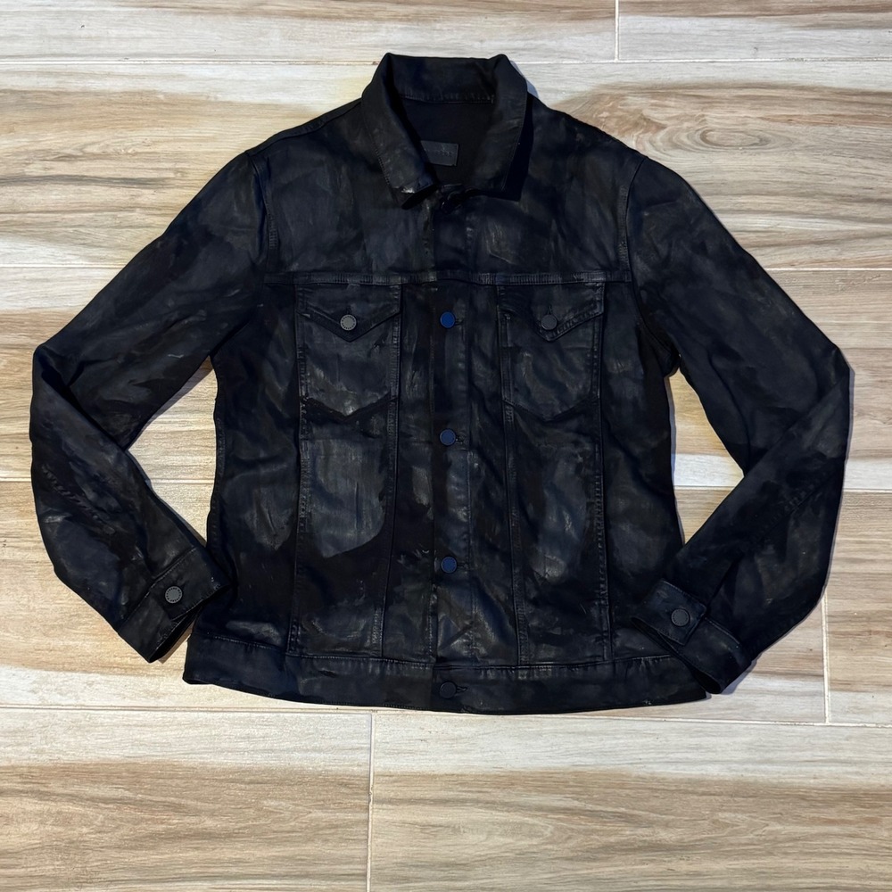 Monfrere Dean Vin Wax Coated Black Japanese Denim Jacket 909C72002 Mens Medium